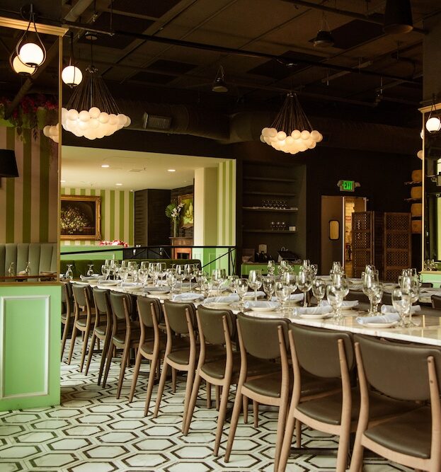 Vincenzo Cucina & Lounge dining room set up for private event buyout.